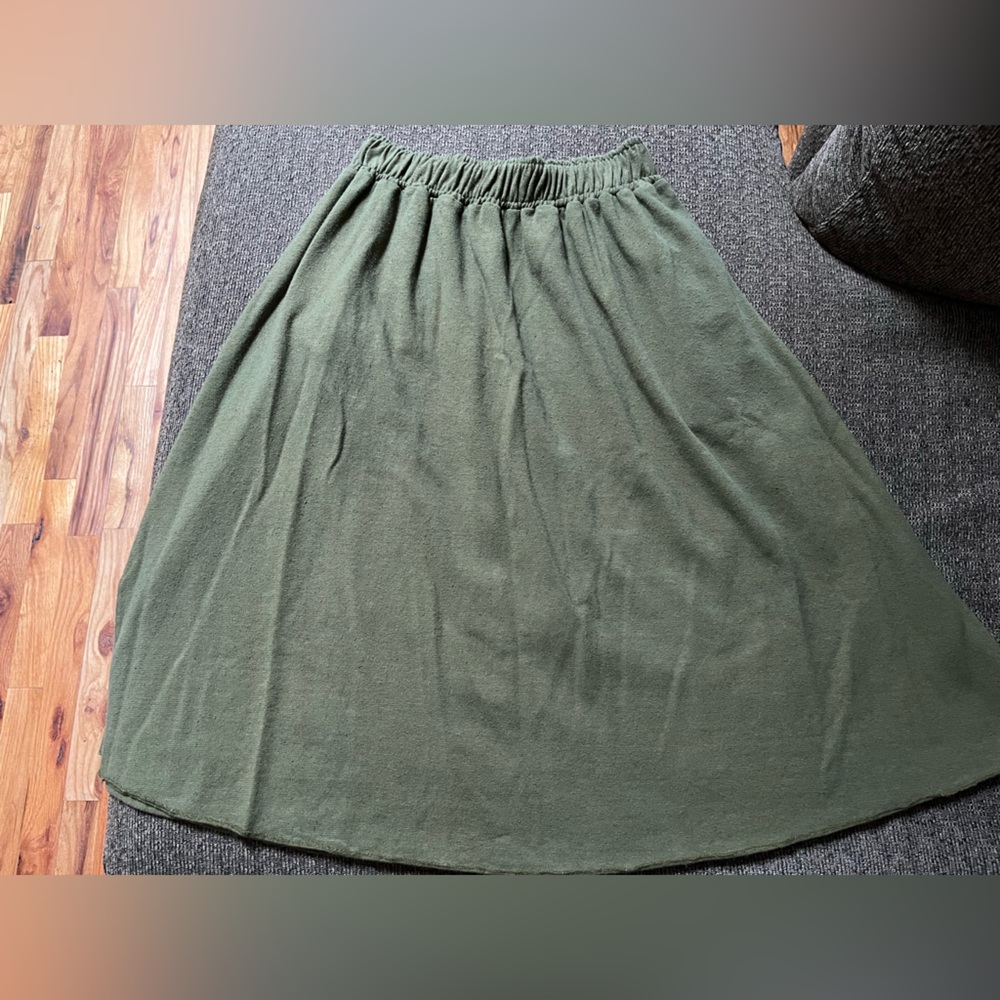 Gaia Conceptions heavy hemp cotton Mimosa below knee skirt with pockets NEW - Picture 9 of 16